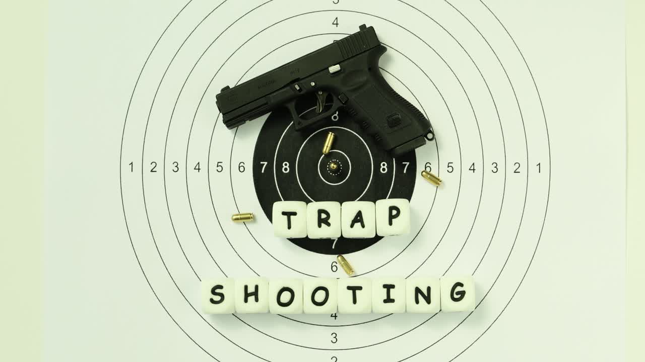Trap Shooting Target with Pistol and Bullets