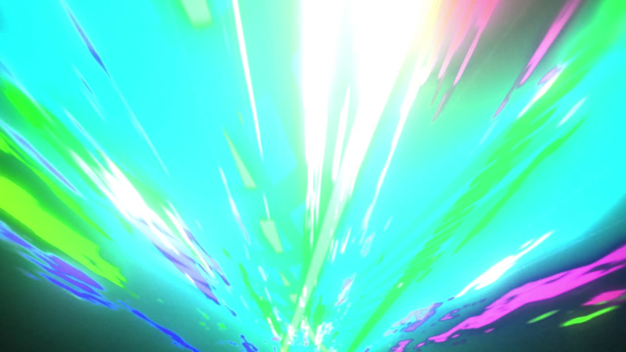 Animation of colourful tunnel moving over black background