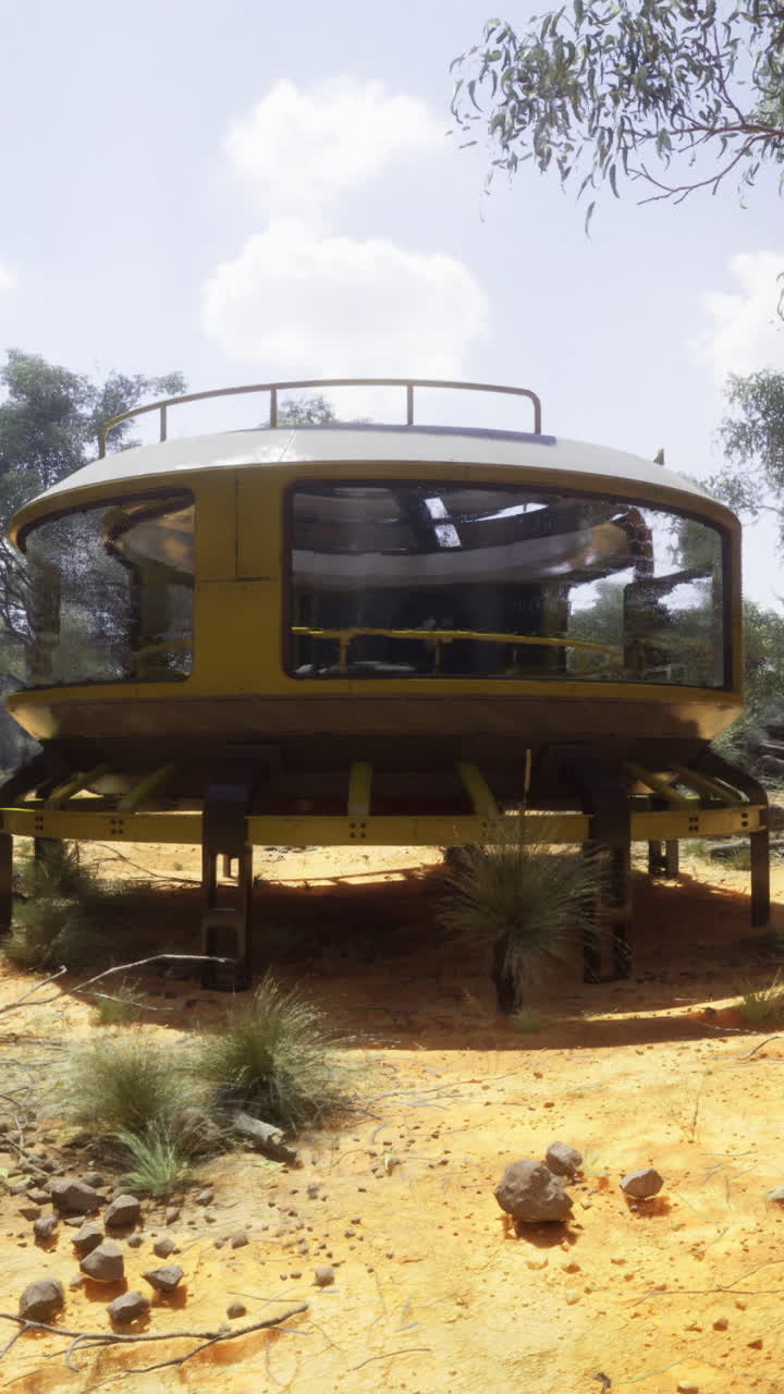 Modern structure nestled in a natural landscape during a sunny day