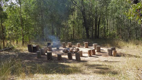 Logs-surrounding-a-campfire-in-the-forest--Australia--Wide