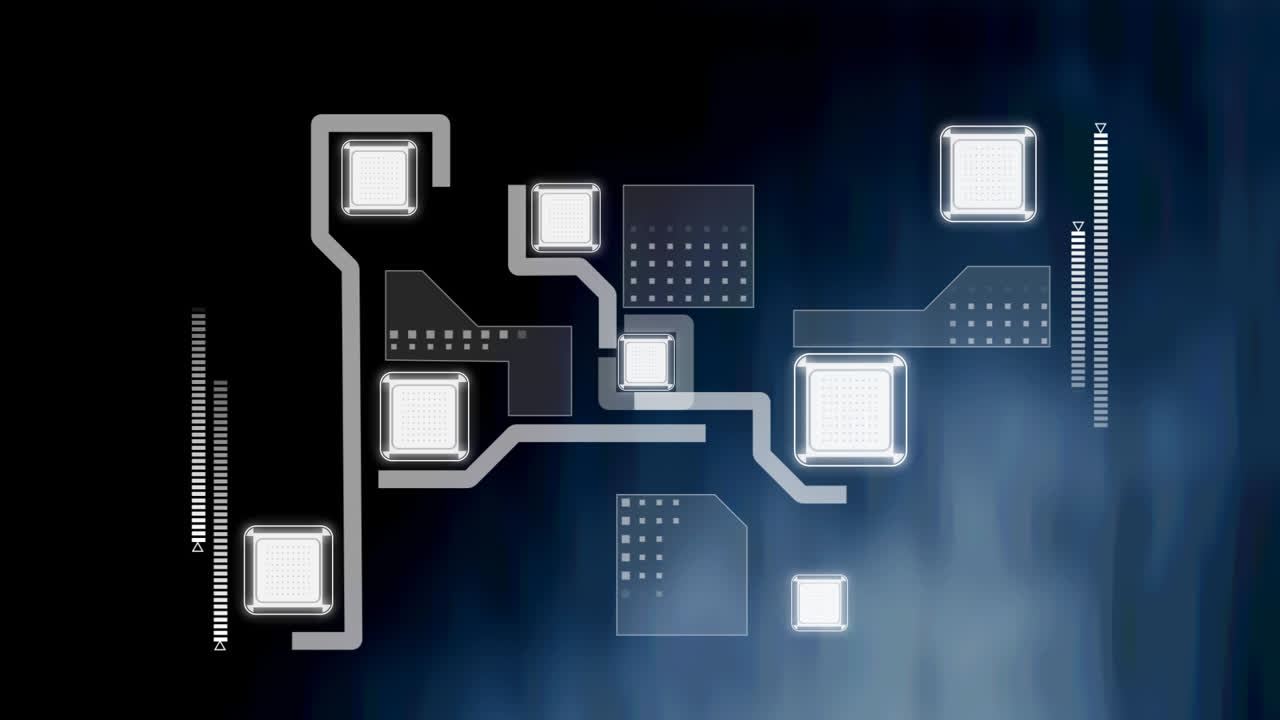 Animation of network of connections over blue background