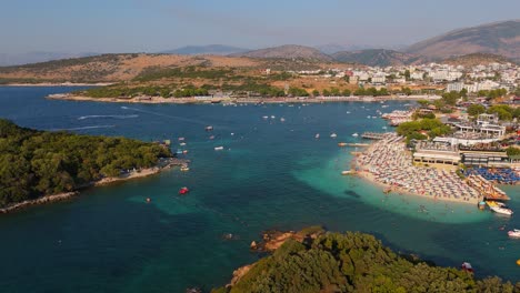 ksamil, albania, showing stunning beaches, turquoise waters, and lush islands, aerial view