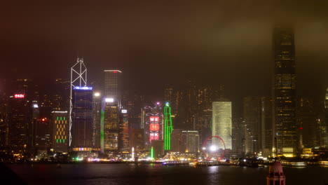 hong kong - 19 march 2025 : hong kong central city skyline filmed from across the harbour in kowloon with all the skyscrapers lit up at night advertisements
