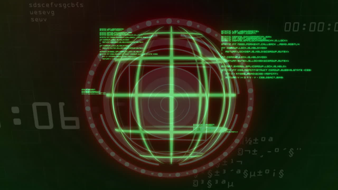Animation of data processing over globe and scope scanning