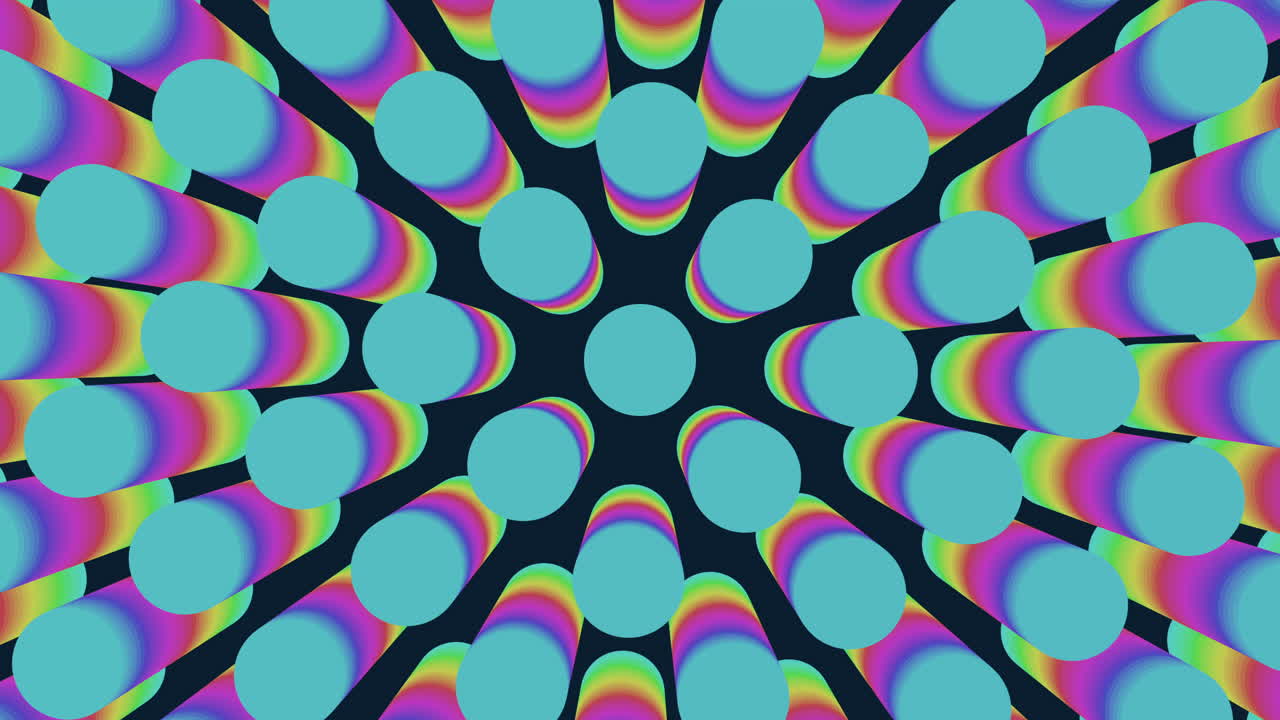 Vibrant symmetrical swirl colorful circular pattern with small circles