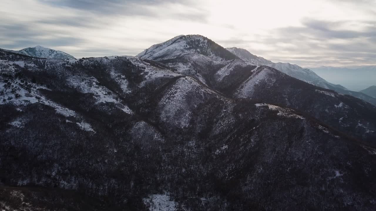 4k Cinematic Drone footage of lightly snowed Utah Mountains