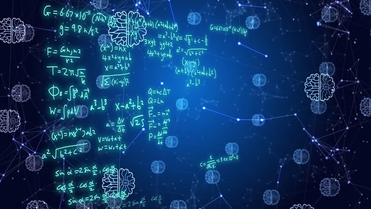 아이콘과 연결을 통해 ai 데이터 처리의 애니메이션