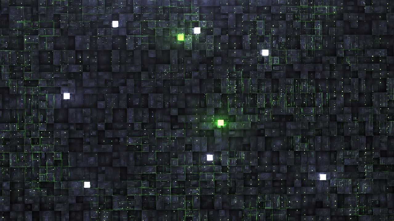 fondo digital con circuito de neón y cubo