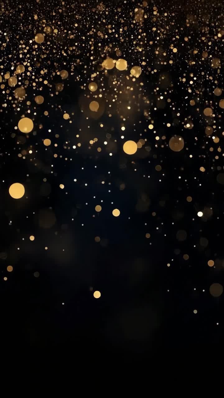 A mesmerizing video background with a bokeh effect, featuring golden lights against a dark backdrop