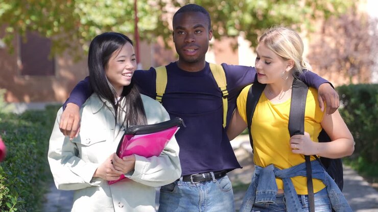 Group of Diverse Students Together on Campus