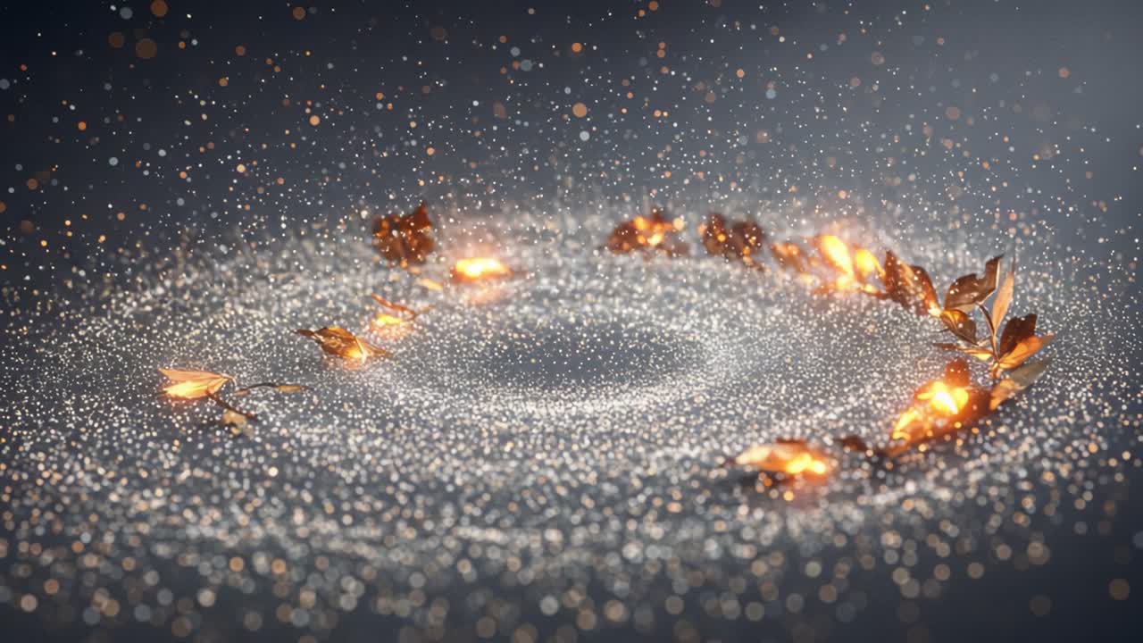 A Mesmerizing Swirl of Golden Sparks and Glimmering Leaves Capturing the Enchantment of Nature's Beauty in a Dreamlike Atmosphere