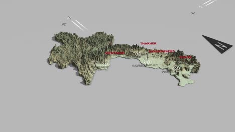 mapa del terreno en 3d de laos