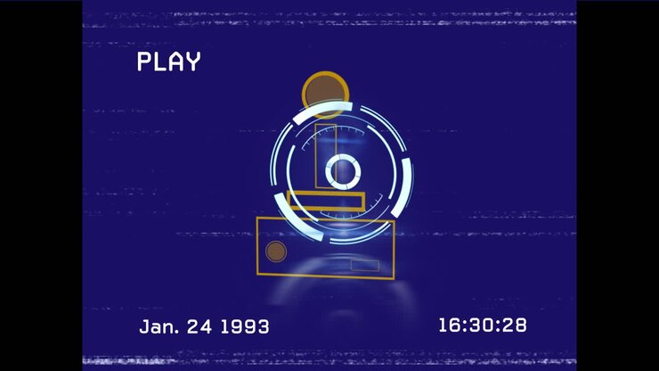 Animation of interference over moving clock on blue background