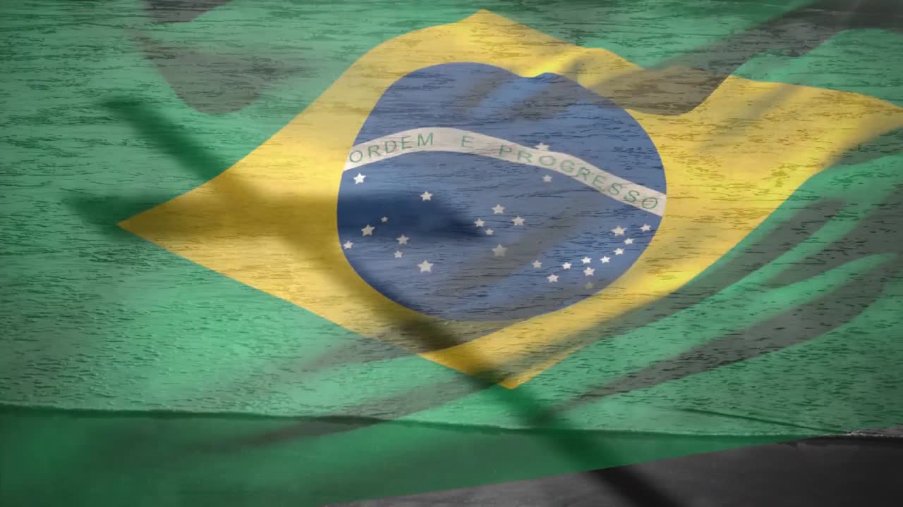 Animation af Brasiliens flag over kors