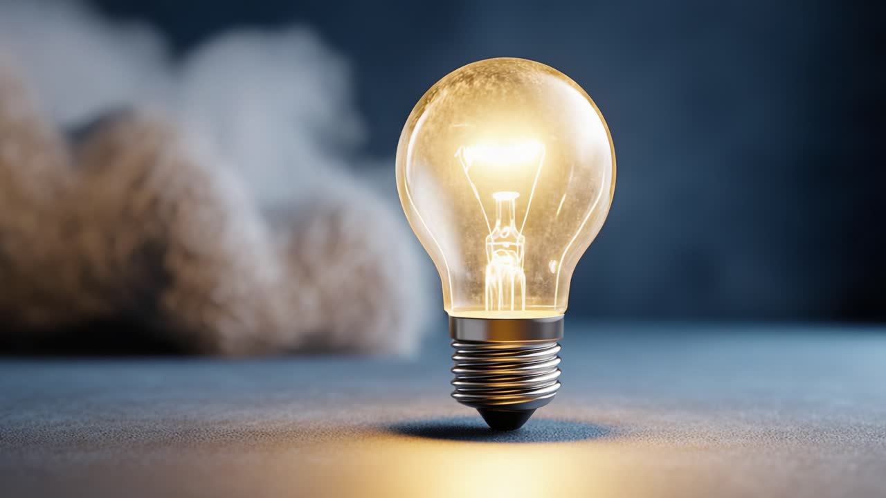 A Stunning Visual of a Glowing Light Bulb Illuminating a Dim Environment, Capturing the Essence of Light and Creativity Through This Artistic Representation