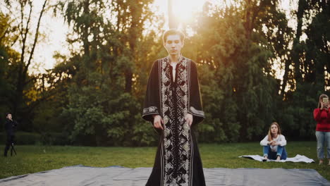 fashionable people in nature