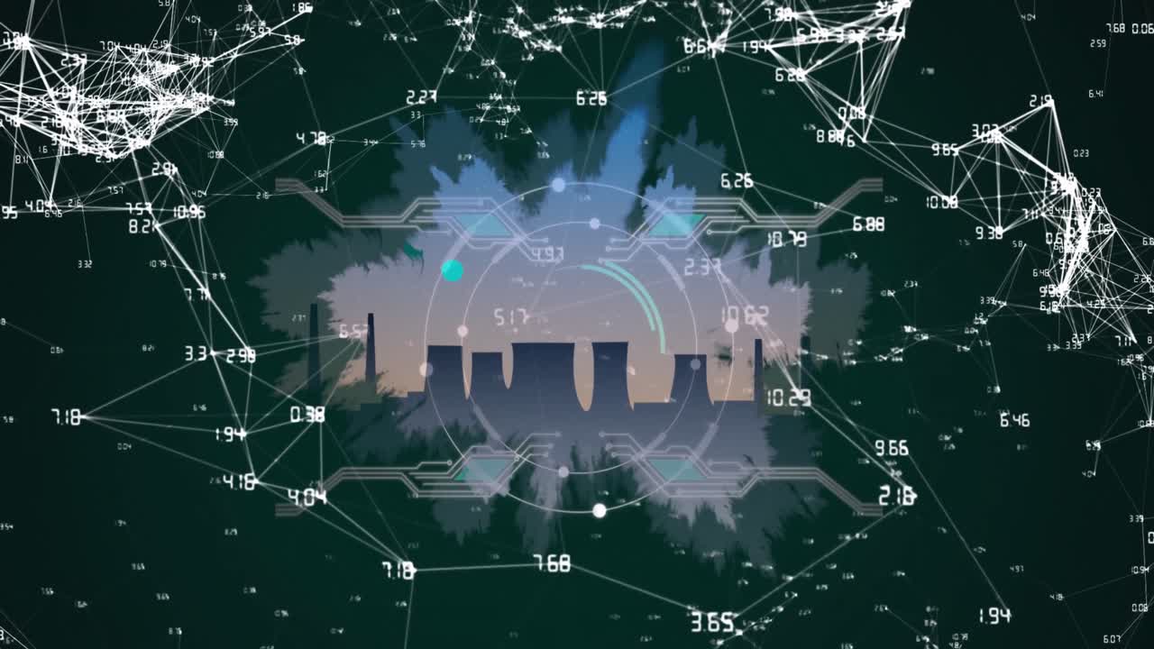 공장 상의 연결 네트워크의 애니메이션