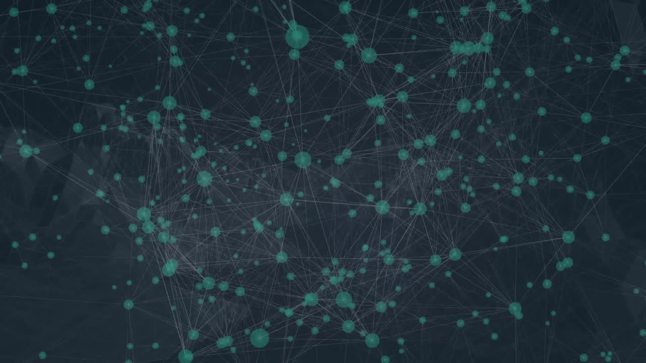 Animation of network of connections on dark green background