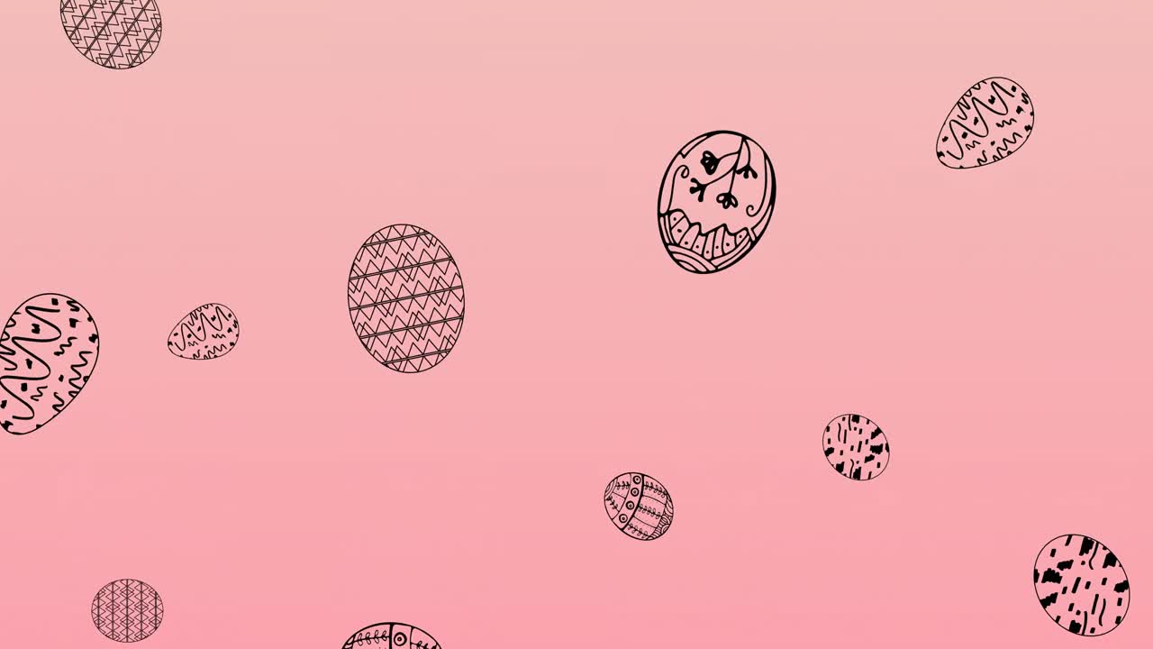 Animation of easter eggs falling on pink background