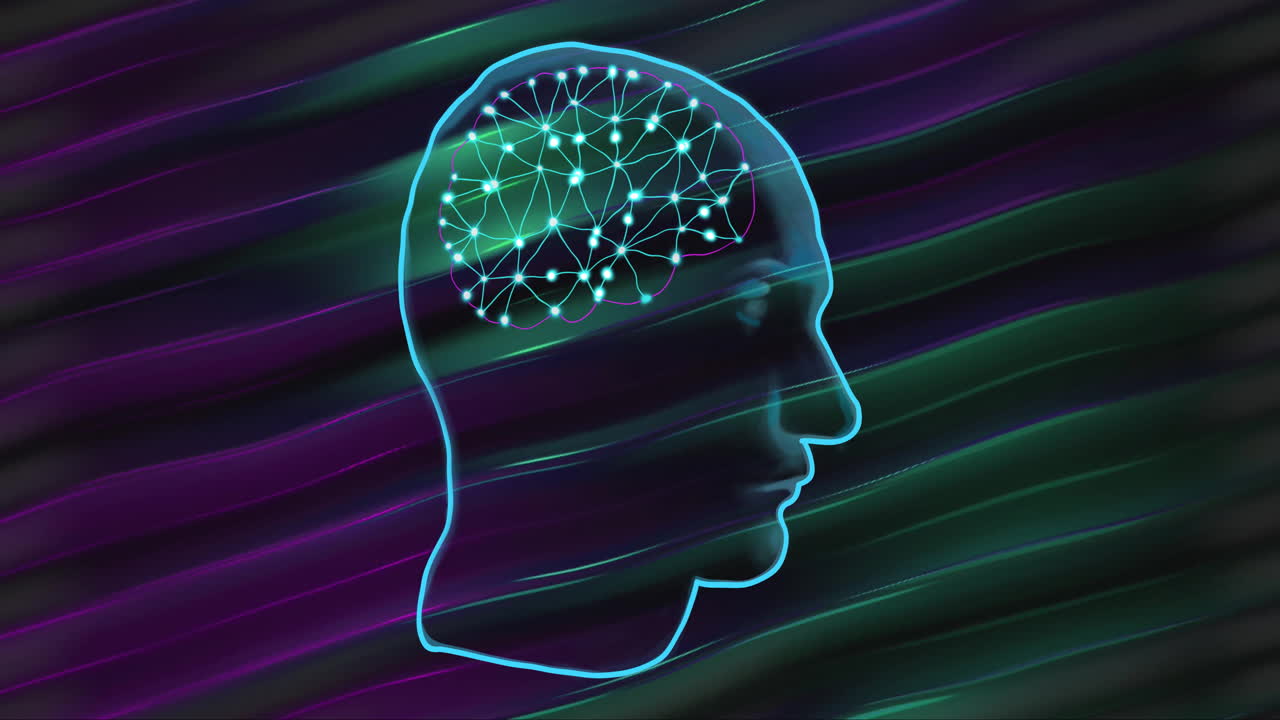animación del cerebro humano y el procesamiento de datos de la ia sobre un fondo negro