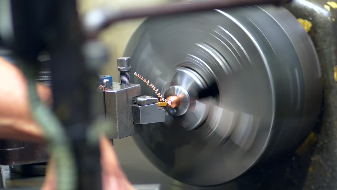Metalworking lathe in operation