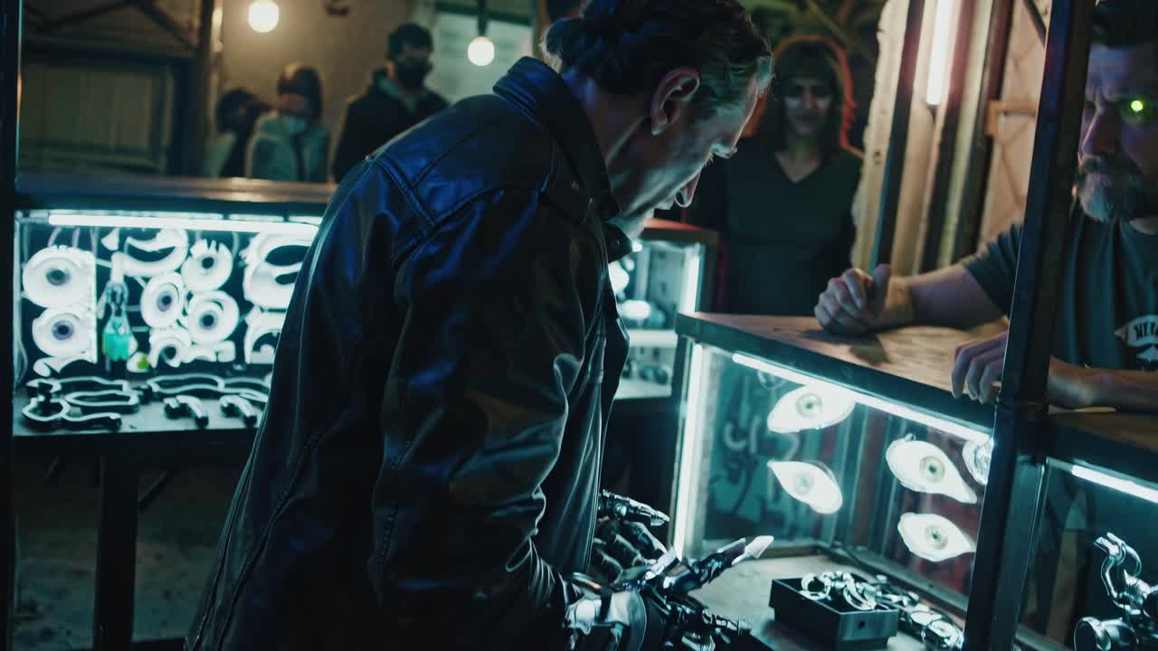 Transazione al Mercato Notturno Cyberpunk