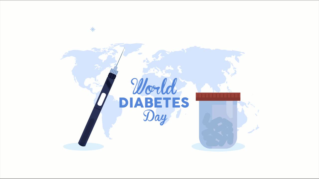 Chữ viết Ngày Thế giới phòng chống bệnh tiểu đường với insulin và thuốc viên