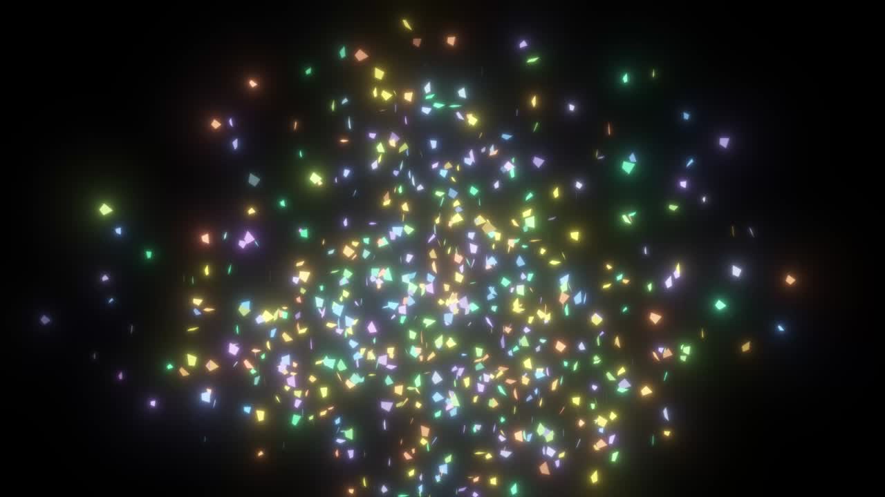 Glowing Multicolored Confetti Explosion Animation. Celebration Concept. 4K