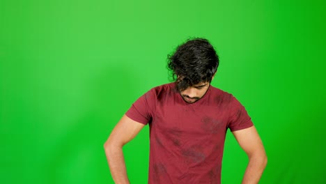 guy getting stress with green background green screen - indian cg