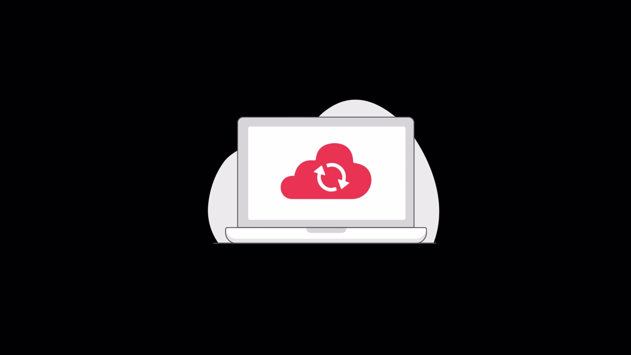 Animated Laptop Displaying Cloud Sync and Refresh Icon