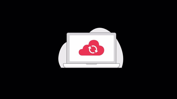 Animated Laptop Displaying Cloud Sync and Refresh Icon