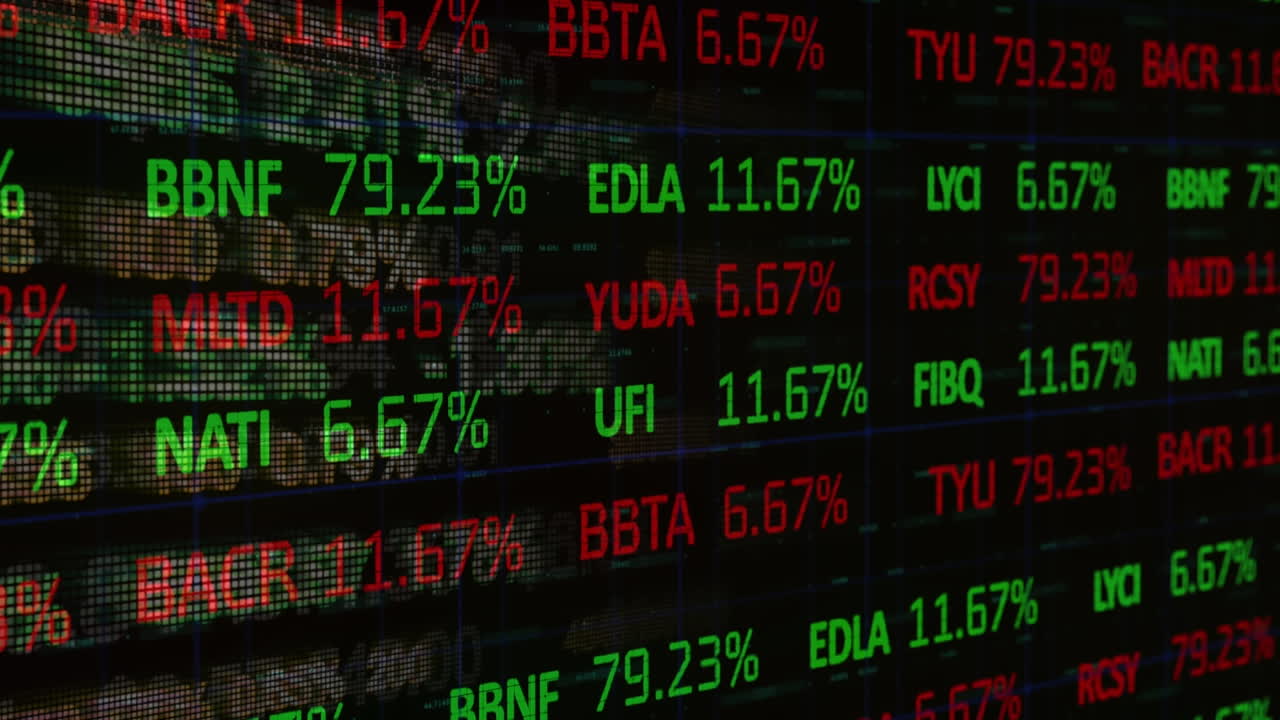 animación de la bolsa de valores y procesamiento de datos financieros