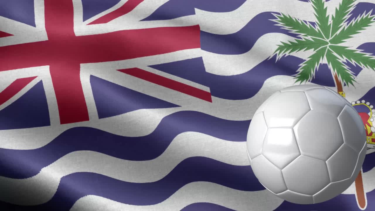 영국 인도양의 발과 축구공 - 영국 인도양 영토 발 높은 세부 사항 - 국가 발 영국 인도해 영토 파도 패턴 루프 가능한 요소 - 직물 질감과 끝없는 루프 - 수직 발 - 축구 공과 발