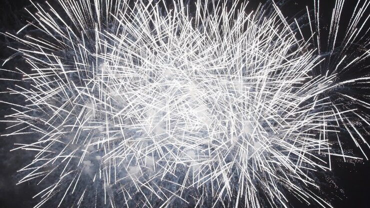 I fuochi d'artificio colorati di notte