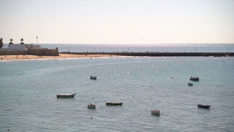 西班牙卡迪斯 (cádiz) 奇妙的海景和小渔船