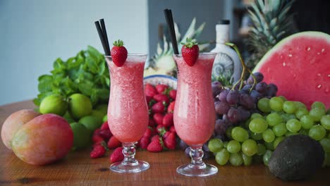 fresh fruit ingredients and frozen smoothies