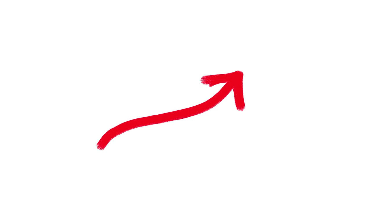 Animazione di una freccia rossa che si disegna su sfondo bianco