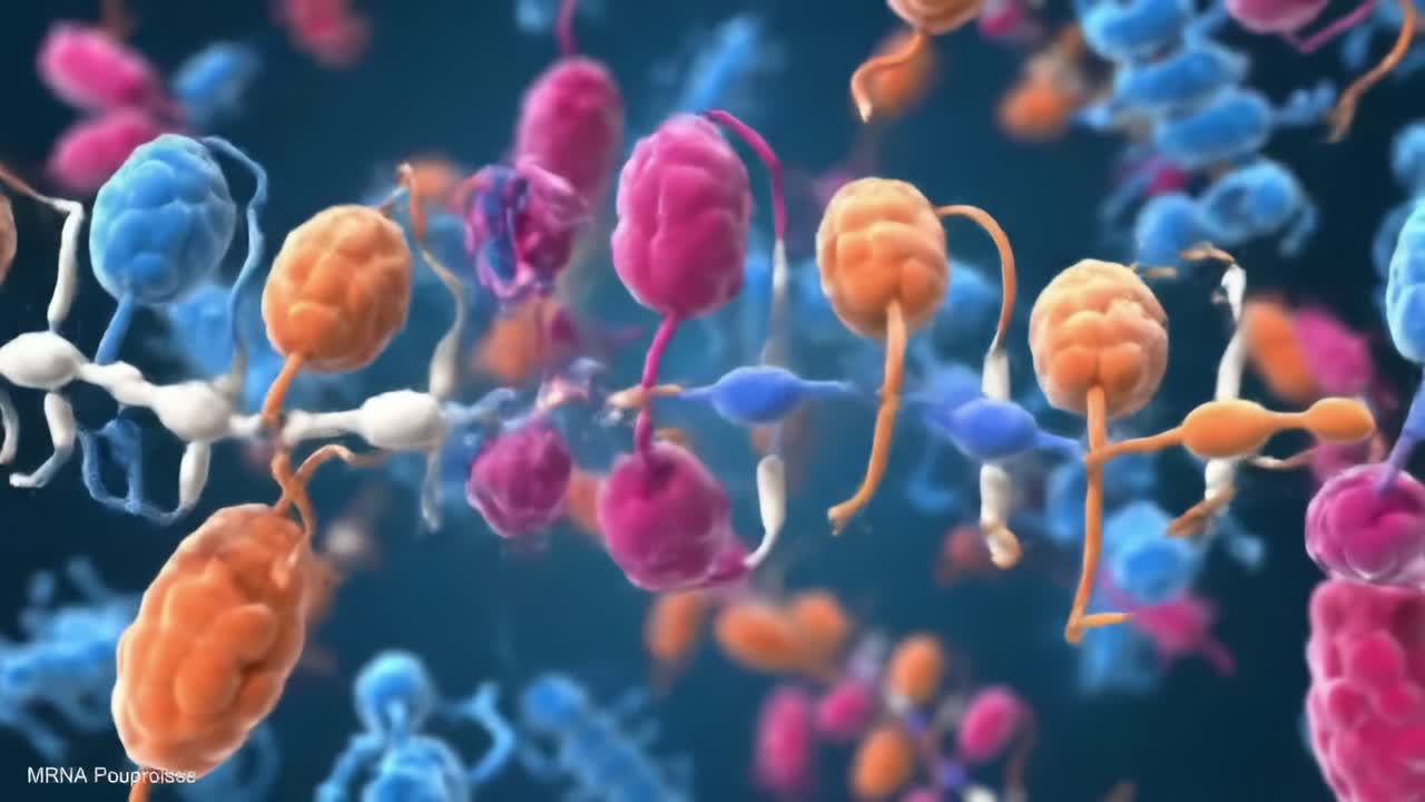 This animation showcases the complex relationship between mRNA and ribosomes during the process of protein synthesis. It highlights how genetic information is translated into functional proteins.