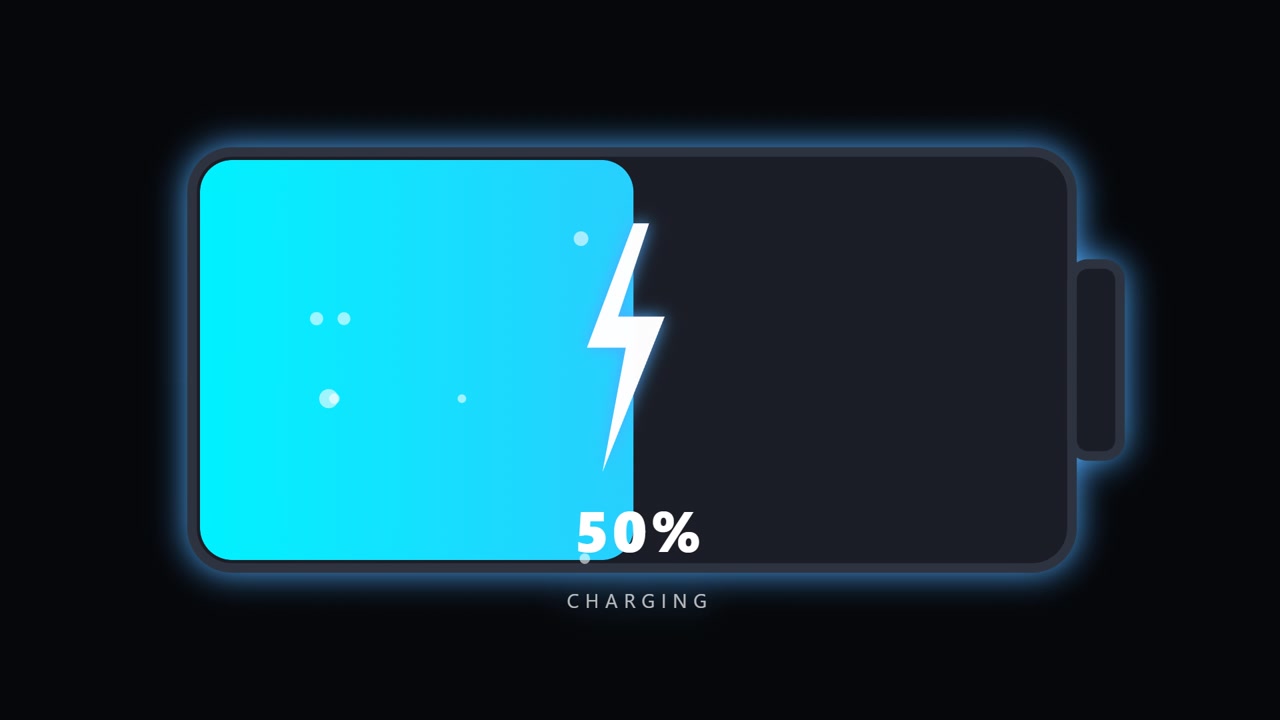 Digital Battery Charging Animation with Percentage Counter