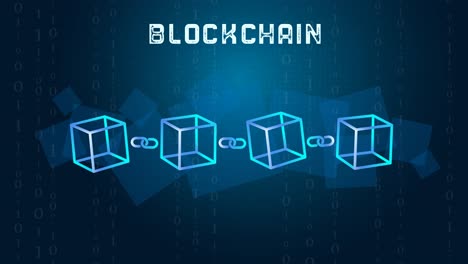 concepto de cadena de bloques con bloques de datos que se muestran conectados con una cadena que representa la criptomoneda y el uso tecnológico de la cadena de bloques-1