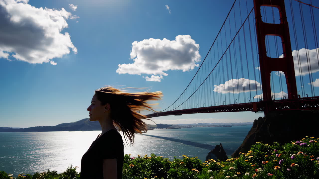 Woman admiring the Golden Gate Bridge view