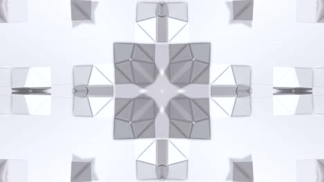 white low poly geometric abstract background as a moving stained glass or kaleidoscope effect in 4k. loop 3d animation, seamless footage in popular low poly style. v3