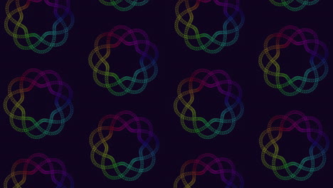 vibrant lines entwine in a circular pattern against a black backdrop, creating a visually striking and dynamic abstract composition