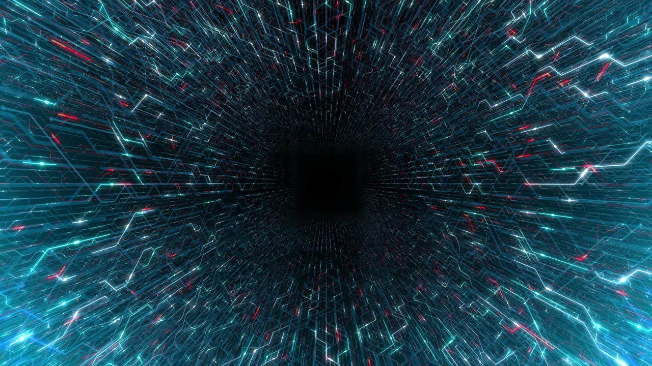 4K seamless loop abstract futuristic electronic circuit board.