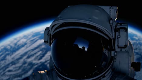 astronaut in space viewing earth