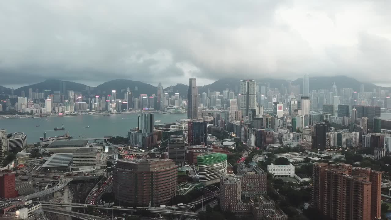 imagen aérea del distrito de kowloon en hong kong