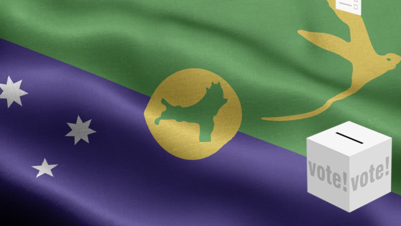 투표용지가 크리스마스 박스에 날아갑니다. - 발 앞에 있는 투표용지. - 선거. - 크리스마스 섬의 발. - 크리스마스 섬 발 높은 세부 사항. - 국가 발 크리스마스 아일랜드 파동 패턴. - 루프 가능한 요소. - 직물 질감과 끝없는 루프. - 수직 발