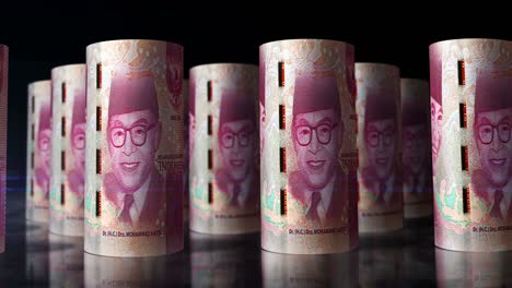 indonesian rupiah money banknotes rolls seamless loop