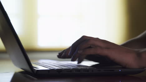 hands typing on a laptop