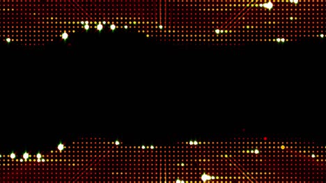 black template for text with a top and bottom border made from waves of red lights